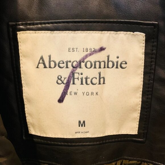 VINTAGE ABERCROMBIE & FITCH SLANT ROCK VEGAN LEATHER JACKET - Picture 10 of 13
